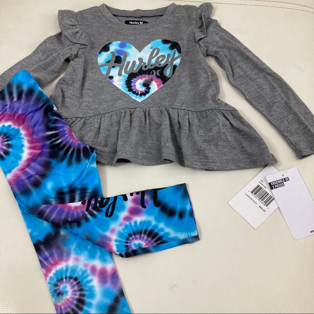 Hurley heart blue tie dye active pants set 2303 - Picture 4 of 7